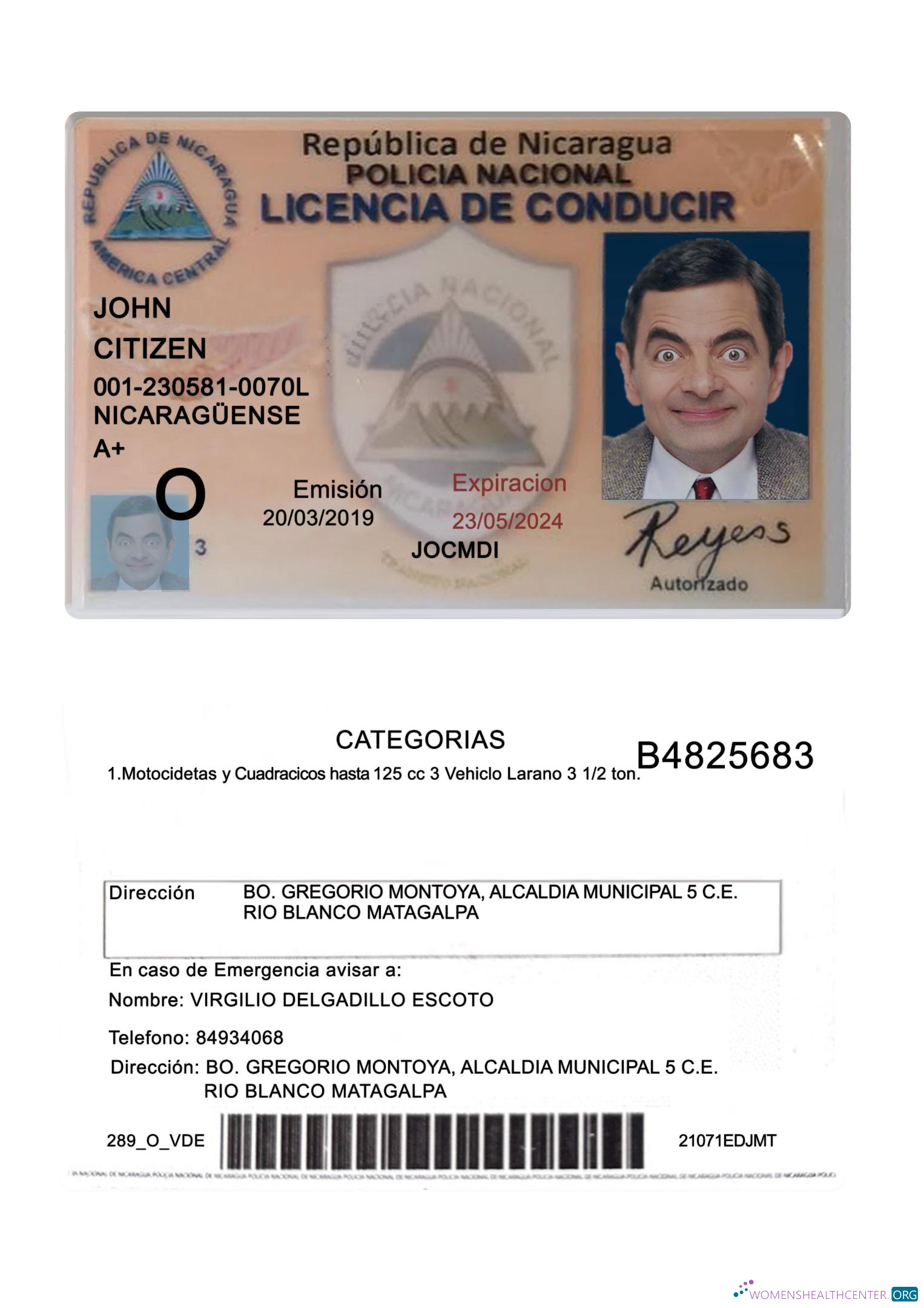 download Nicaragua driving license 2019 present